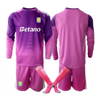 Billige Fotballdrakt Aston Villa Keeper Replika Tredjedraktsett Barn 2025-26 Langermet (med bukser)